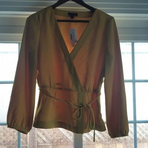 Bright yellow wrap top